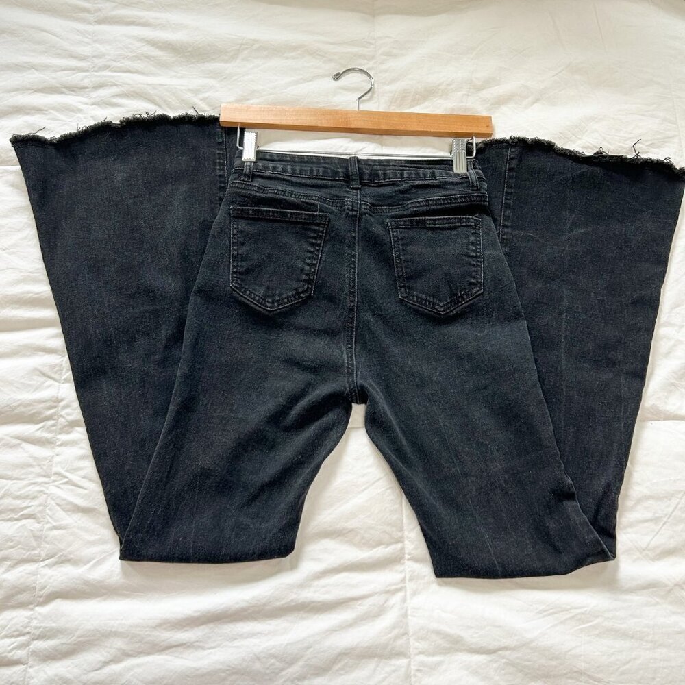 Shein High Rise Flared Black Denim Jeans Cotton Blend Women’s Size Small 4 - Picture 6 of 8